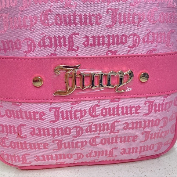 NEW Juicy Couture Pink Monogram‎ Jacquard Mini Backpack Gold Logo Y2K Barbiecore main image 5